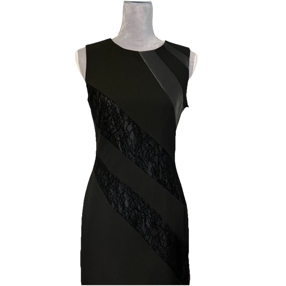NWT Calvin Klein Sz 4 Black LBD Sheath Career Special Occasion Dress Sleeveless